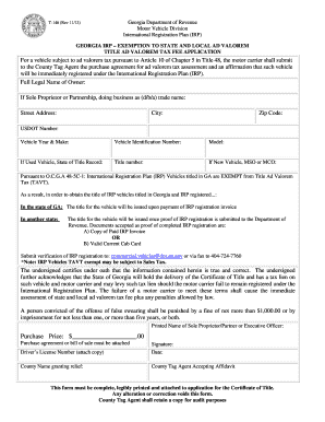  PRINT T 146 Rev 1113 CLEAR Georgia Department of Revenue Motor Vehicle Division International Registration Plan IRP GEORGIA IRP  2013