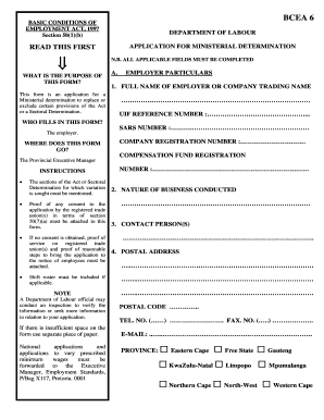 Application for Ministerial Determination BCEA6 New PDF  Form