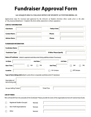 Fundraiser Approval Form San Joaquin Delta College Deltacollege