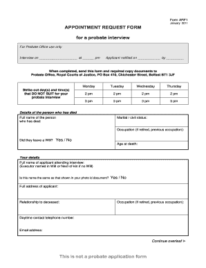 Arf1 Form Probate Intervoew Return Address