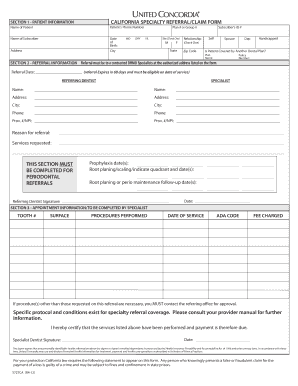 Specialty Referral Claim Form United Concordia