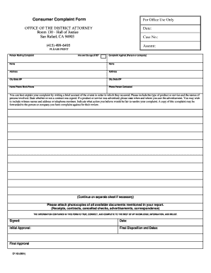 Customer Complaint Form Template