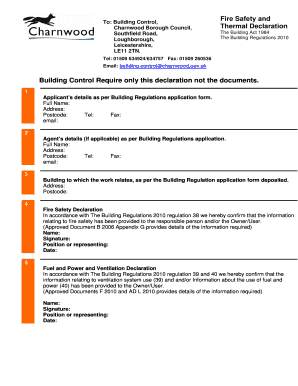 Regulation 38 Fire Safety and Thermal L1 Declaration Form Charnwood Gov