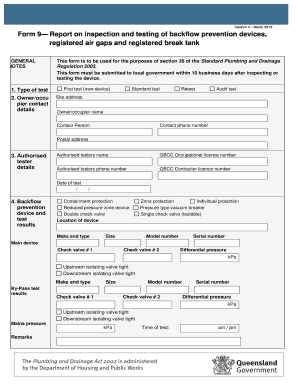 Form 9 Backflow