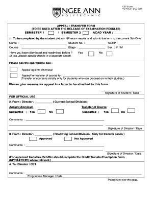 Polytechnic Transfer Application 3rd Semester  Form