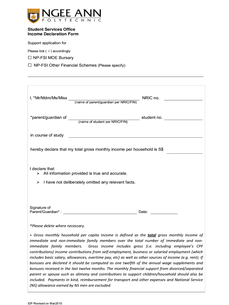 Income Declaration Form