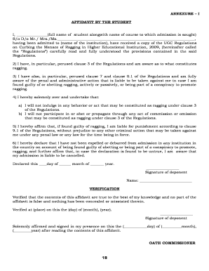 Bhu Anti Ragging Undertaking Form