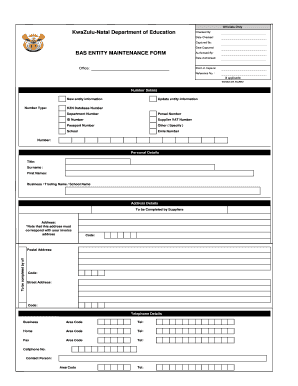 Entity Form Department of Education