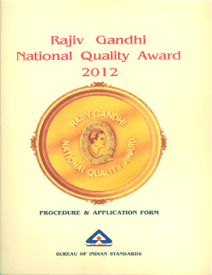 Rajiv Gandhi National Quality Award  Form