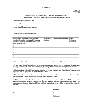 Bis Declaration Format