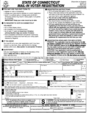 Connecticut Voter Registration Fillable Form