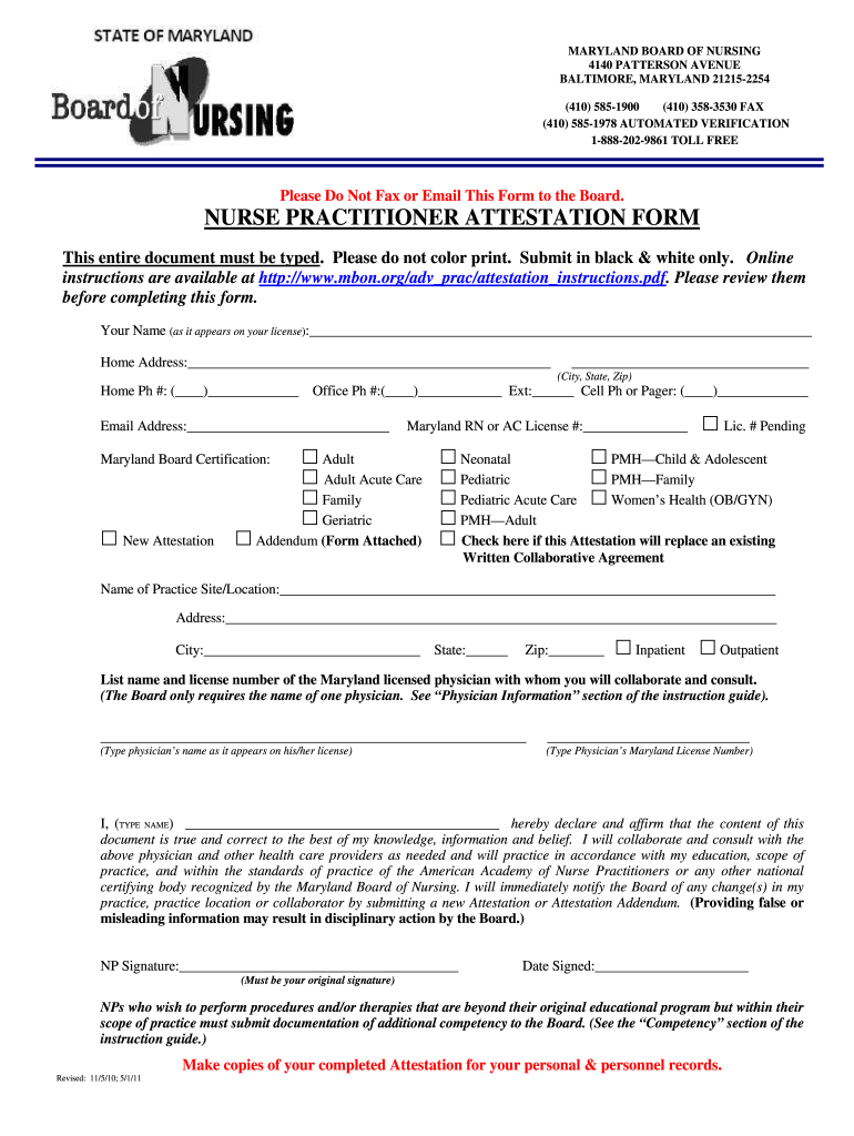 Filled Attestation Form Sample