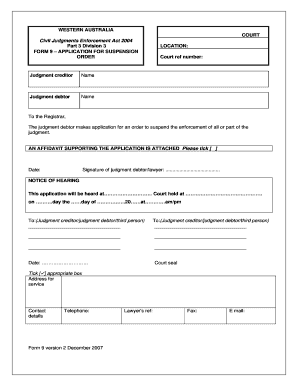 Suspension Order Form 9