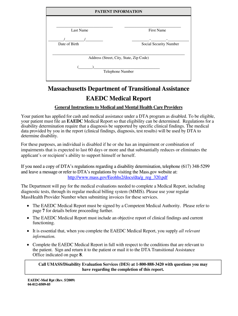  Eaedc Medical Report Form 2009
