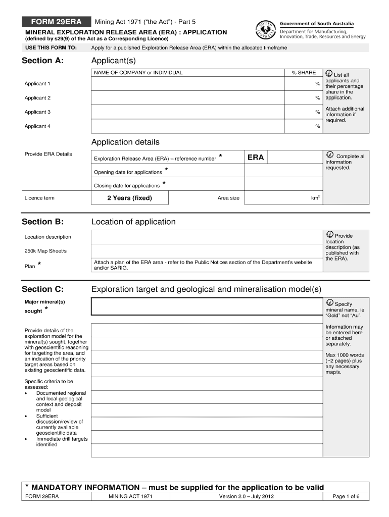  Form 29  Department for Energy and Mining 2012