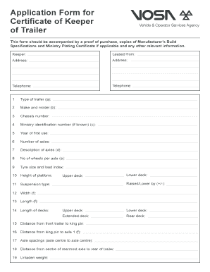 Trailer Certificate  Form