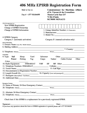 Epirb Functions Form