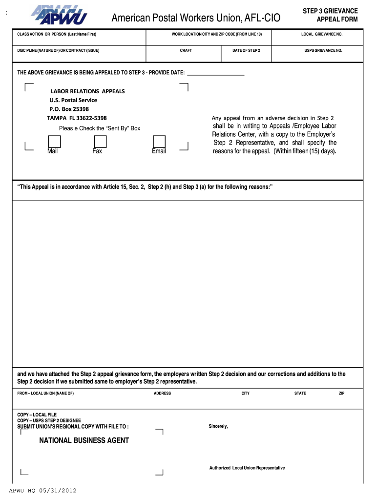 Usps Grievance Steps  Form