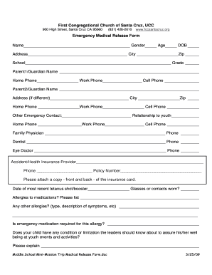 Medical Form for Students