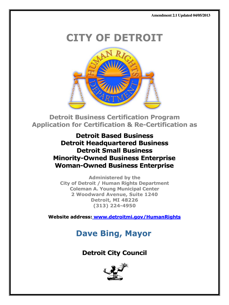  City of Detroit Certifications 2013-2024