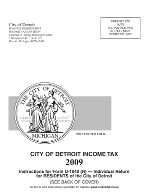 Form D 1040R City of Detroit Detroitmi