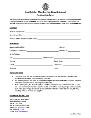 Leo October Membership Growth Award  Form