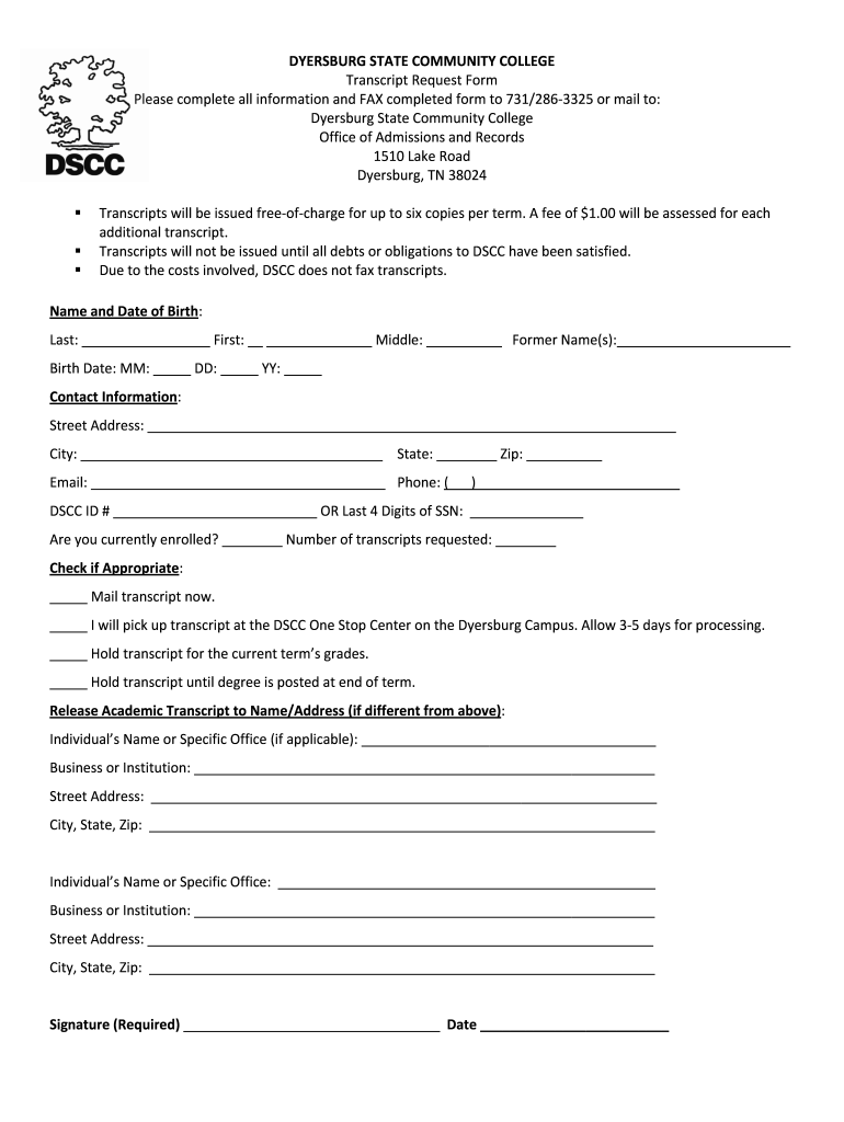 Dscc Transcript Request Form