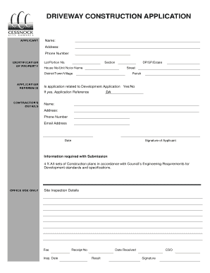 Driveway Application City Council  Form