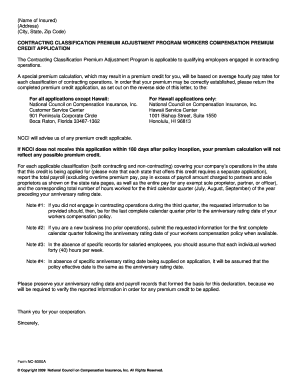 The Contracting Classification Premium Adjustment Program is Applicable to Qualifying Employers Engaged in Contracting  Form