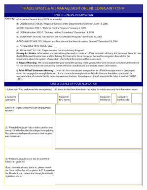 IG Hotline Complaint Form PDF Med Navy