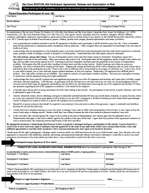 Sky Zone Boston Waiver  Form