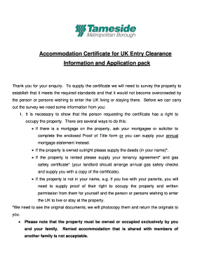 Accommodation Certificate  Form