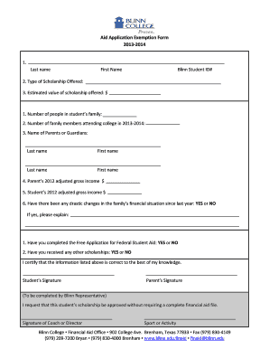 Aid Application Exemption Form Blinn College Blinn