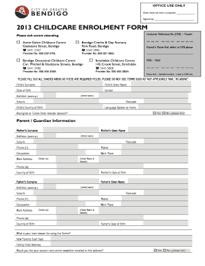 Childcare Enrolment Form