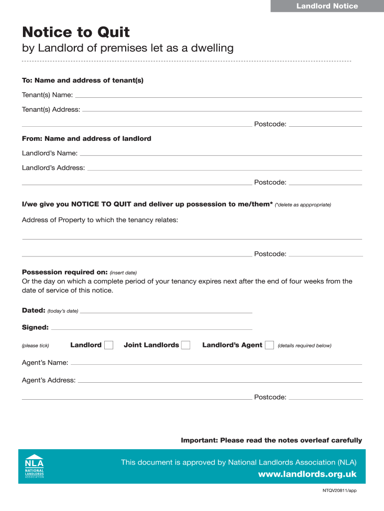 Notice to Quit Scotland  Form