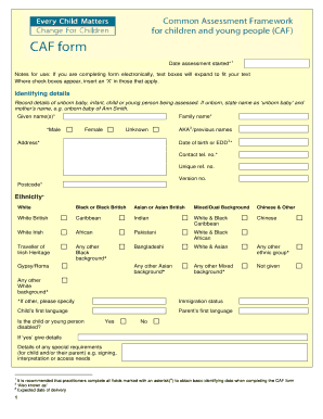 Common Assessment Framework Form