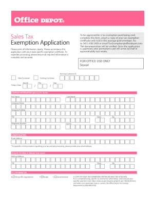 Office Depot Tax Exempt Form