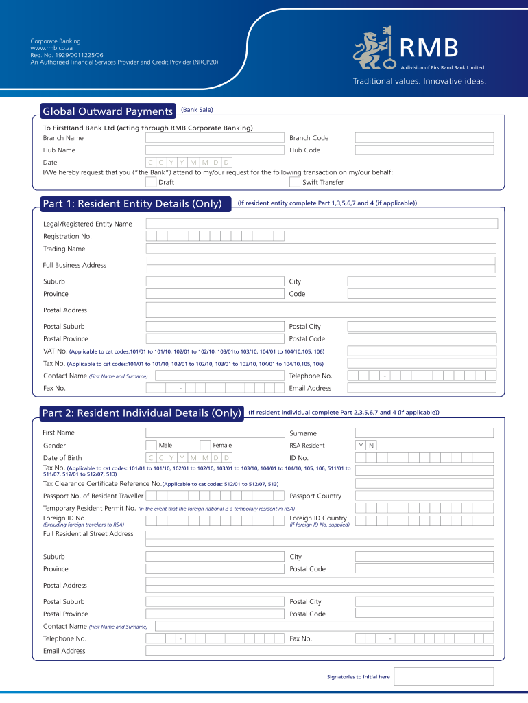 Fnb Global Outward Payments Form