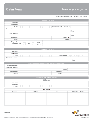 Workers Life Claims  Form