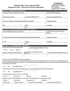 Perkins Loan Assignment Form