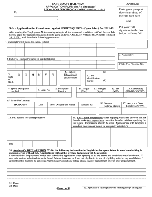 East Coast Railway Leave Application Form