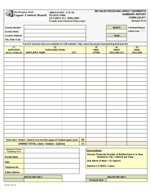  RETAILER RECEIVING DIRECT SHIPMENTS SUMMARY REPORT    Liq Wa 2012