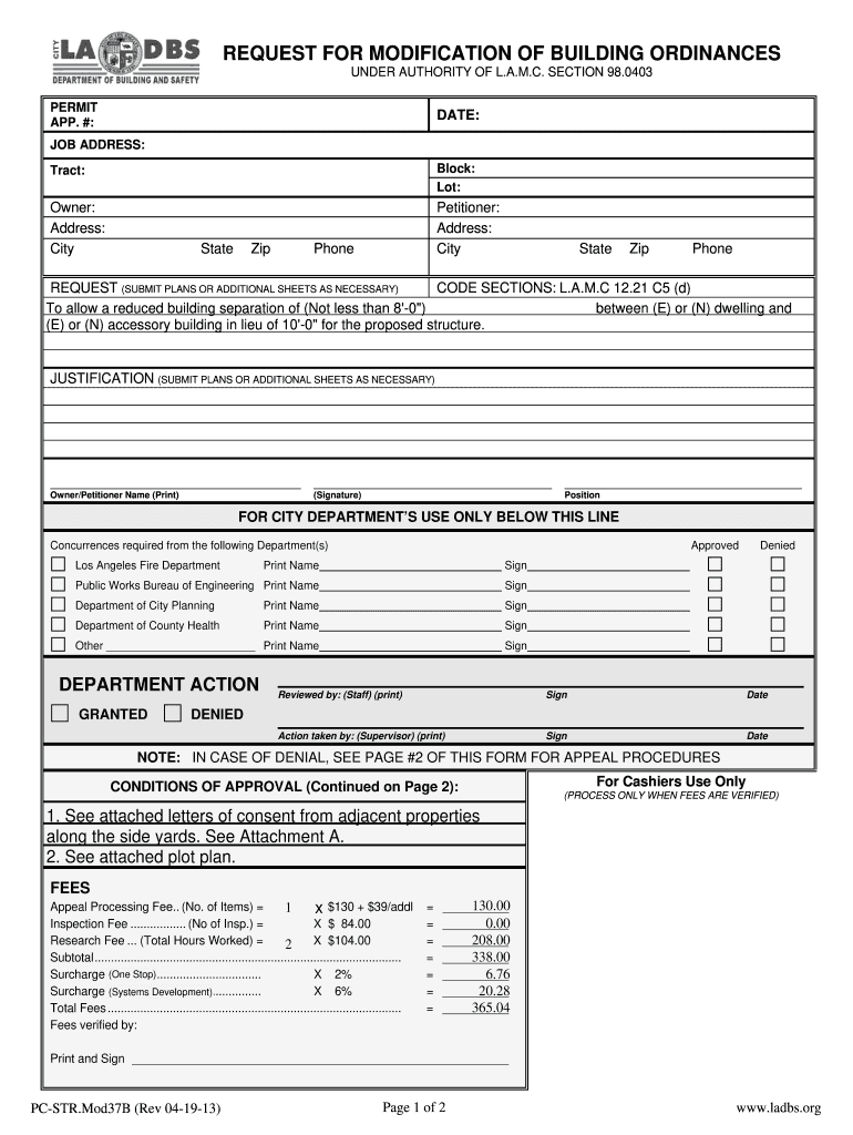  Ladbs Modification Form 2013-2024