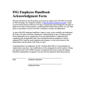 Employee Handbook Signature Page  Form