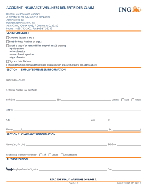 Ing Insurance Claim  Form