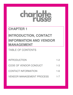 Charlotte Russe Vendor  Form