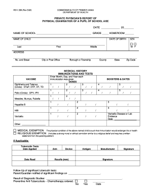  Pa School Physical Form PDF 2002