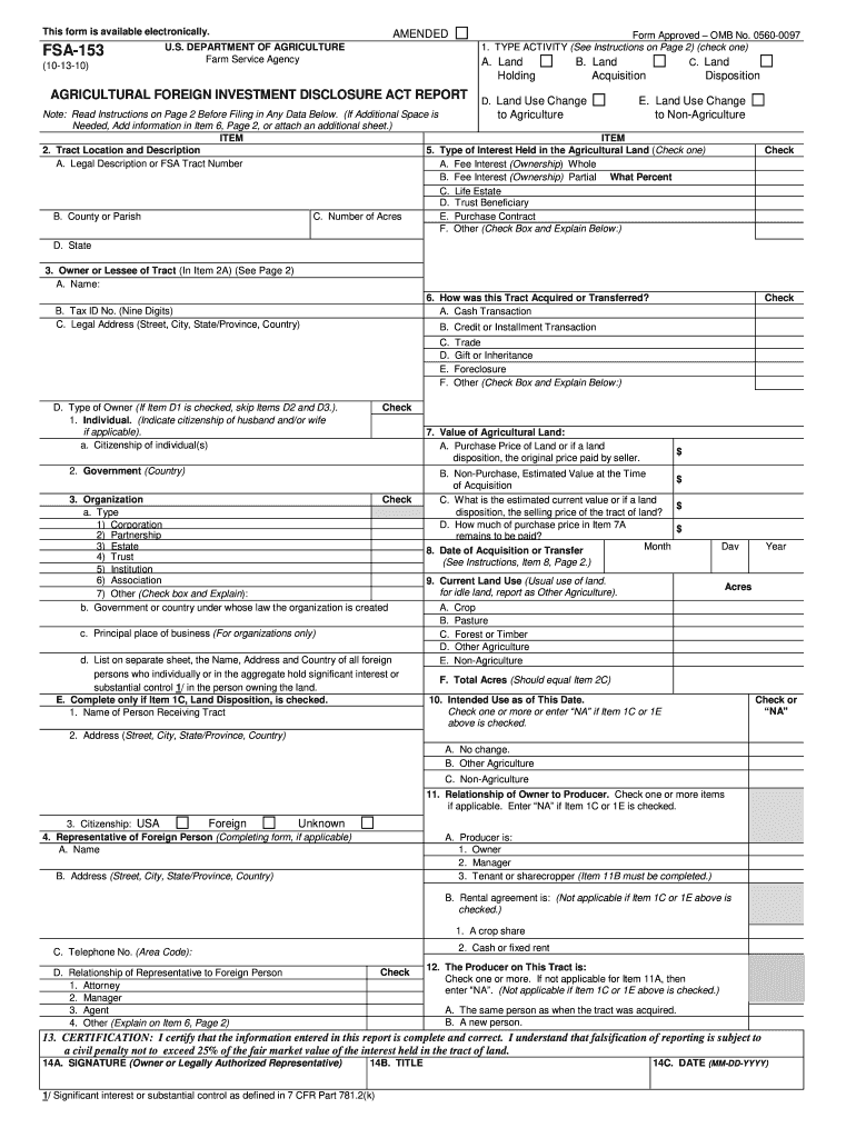  Fsa 153 Form 2010-2024