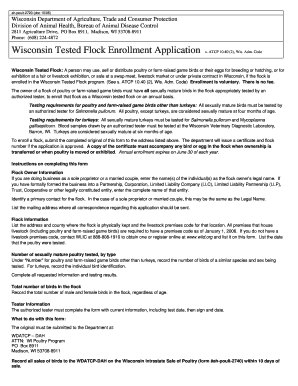 Wisconsin Tested Flock Enrollment Form Wisconsin Department of Datcp Wi