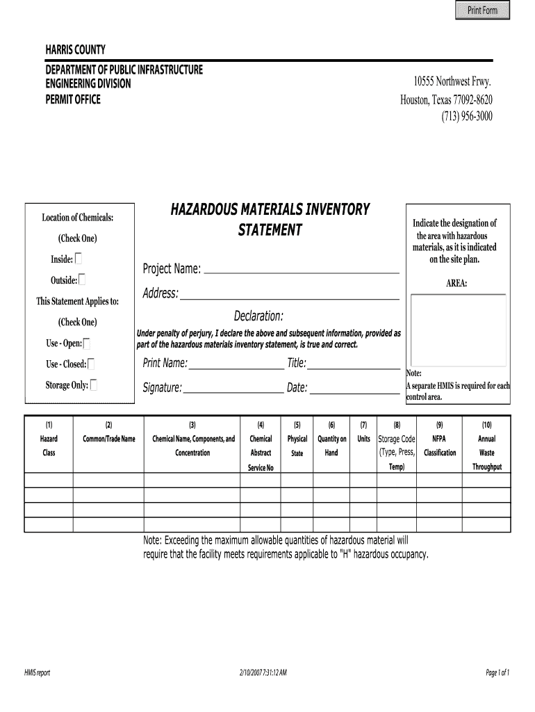 Report Form  Harris County Public Infrastructure Department  Hcpid